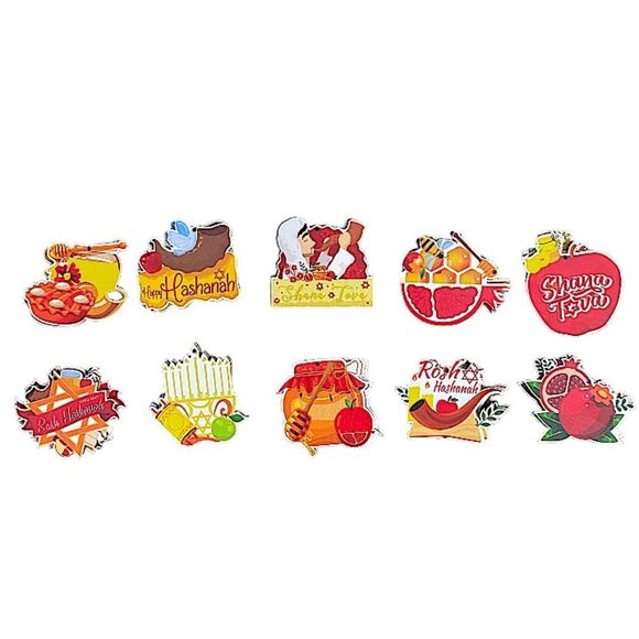 Rosh Hashanah New Wooden Hanging Decorations 30 Pcs Jewish New Year Shana Tova - Picture 2 of 5